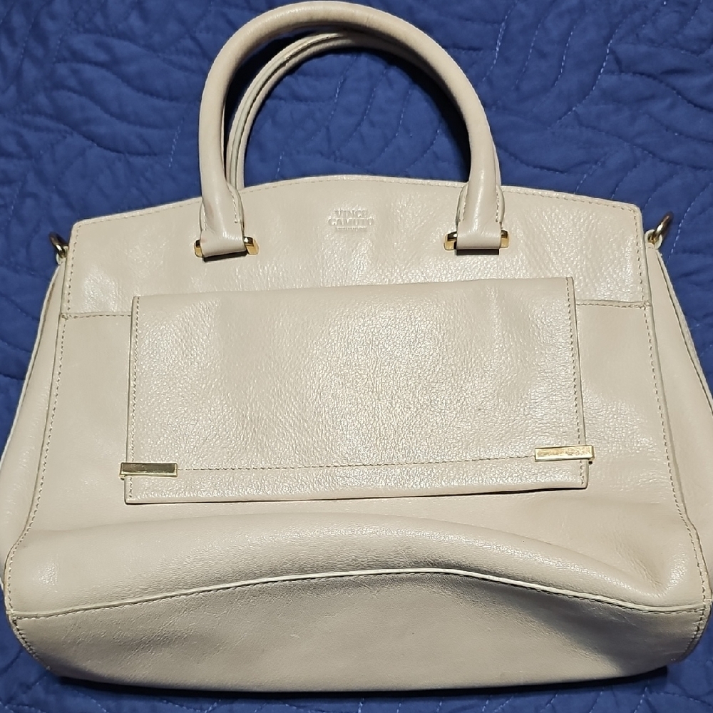 Vince Camuto Off-White Leather Satchel Nice Condition